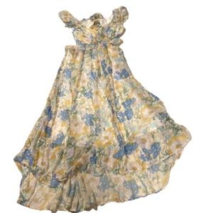 Fashion Nova floral short sleeve high low open back dress